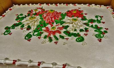 buttercream poinsetta sheet cake - Cake by Nancys Fancys Cakes & Catering (Nancy Goolsby)