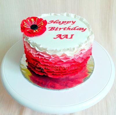 Red Ombre Ruffle cake - Cake by Meenakshi S