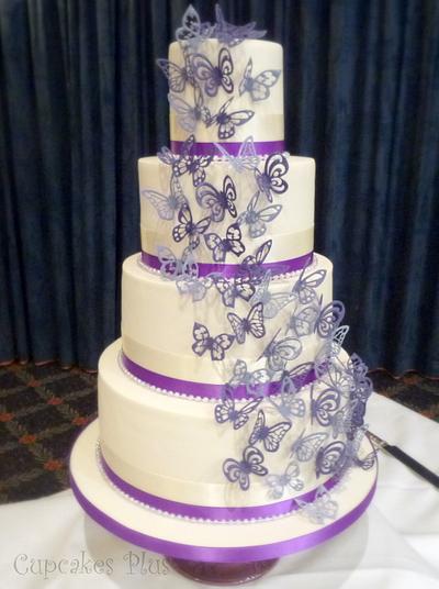 Purple butterfly wedding cake - Cake by Janice Baybutt