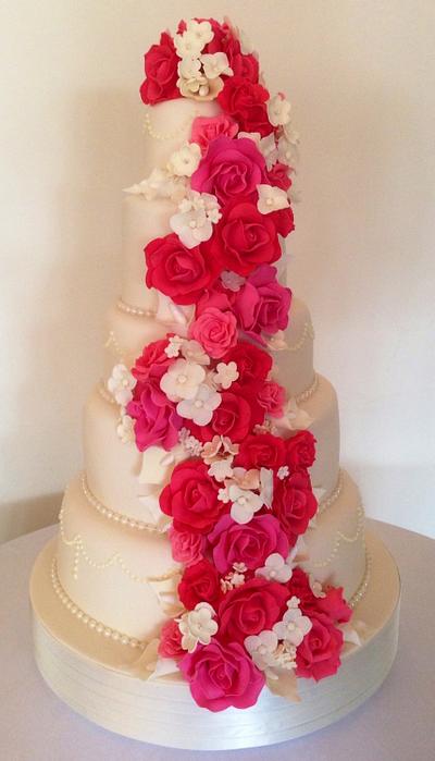 Cascading Rose Wedding Cake - Cake by Cherry Delbridge