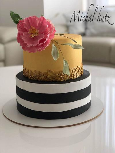 elegant peony cake - Cake by michal katz