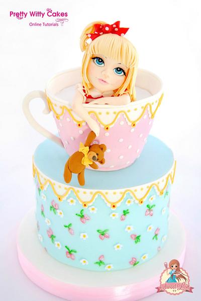 Girl in a Teacup Cake - Cake by SweetLin