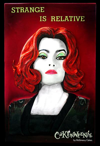Painted Fondant Portrait of Dr. Julia Hoffman of Tim Burton's, Dark Shadows & tutorial - Cake by Shawna McGreevy