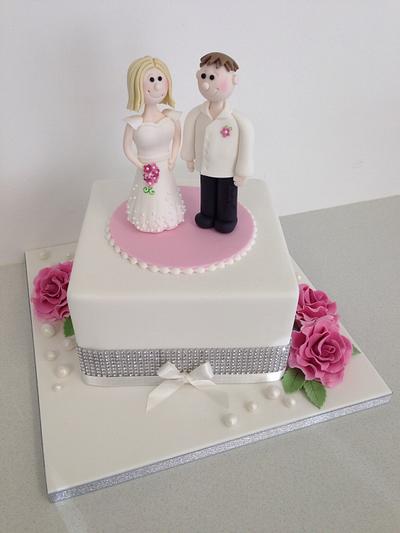Pink rose wedding cake - Cake by ClaresCakeDesign
