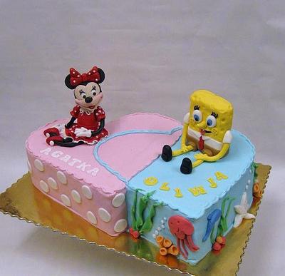 Minnie Mouse and Sponge Bob - Cake by Wanda