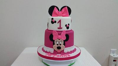 Mini mouse themed 1st birthday cake - Cake by pinkblossomcakedesign