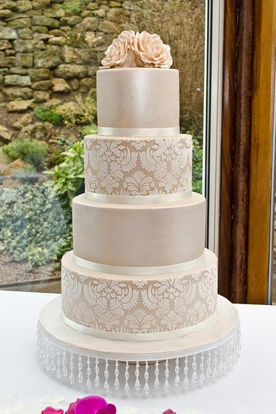 Damask and champagne - Cake by Joanna Rose