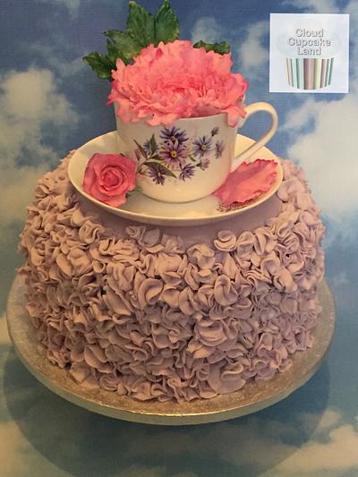 Peony Ruffly Birthday Cake - Cake by Deb