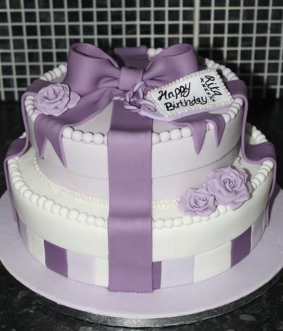 A Purple Stacked Present/ Hat Box  - Cake by Cake Creations By Hannah