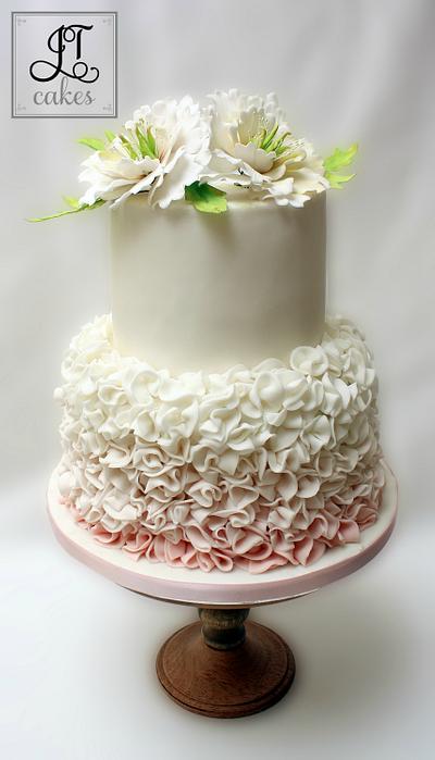 Peonies and ruffles Wedding cake - Cake by JT Cakes
