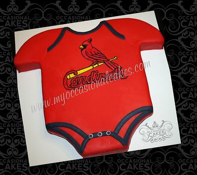 Cardinals Onesie - baby shower cake - Cake by Occasional Cakes