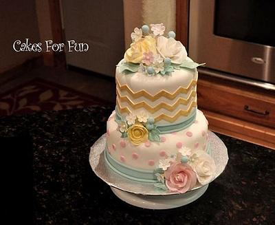 Floral and Chevron - Cake by Cakes For Fun