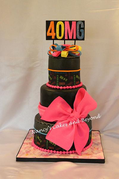 40th Birthday Black Fondant Cake - Cake by Nancy's Cakes and Beyond