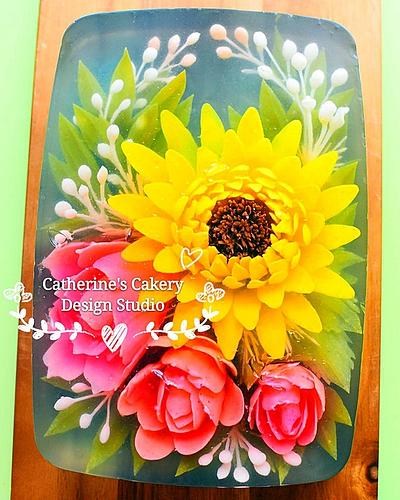 Natural colors from Vege and fruits~ 3D Jelly flower Cake - Cake by Catherine Chee Cake Design 
