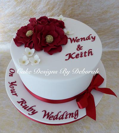 Ruby wedding anniversary cake  - Cake by Deborah