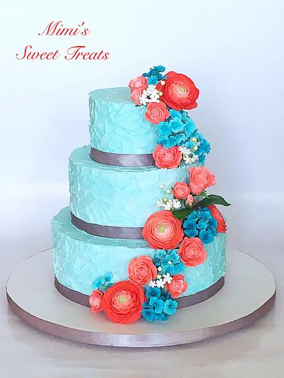 Cascading Floral Wedding Cake  - Cake by MimisSweetTreats