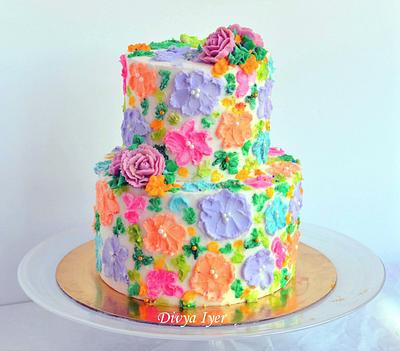 Buttercream Painting cake  - Cake by Divya iyer