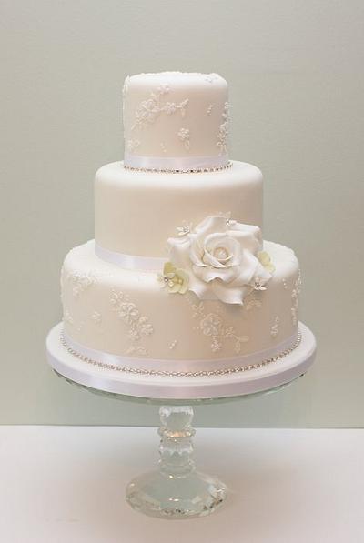 Diamante embroidery wedding cake - Cake by Cake Cucina 