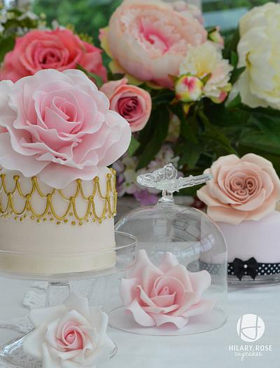 Mini cakes and roses. - Cake by Hilary Rose Cupcakes