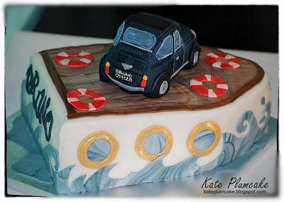 FIAT 500 on a boat - Cake by Kate Plumcake