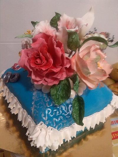 pillow cake with flowers - Cake by Catalina Anghel azúcar'arte