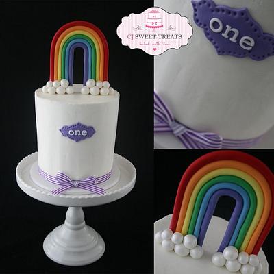 Double barrel buttercream with Rainbow - Cake by cjsweettreats