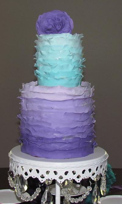 Teal and Purple Ombre Ruffle Cake - Cake by Jaybugs_Sweet_Shop