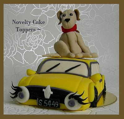 Classic Mini with Eyelashes and Golden Lab Cake topper - Cake by Mel_SugarandSpiceCakes