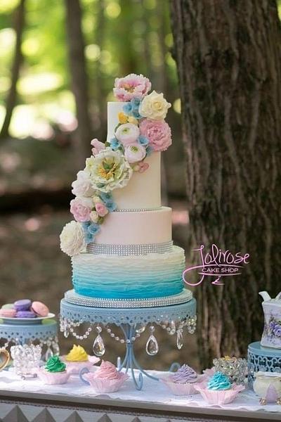 Ruffles and Flowers Wedding Cake - Cake by Jolirose Cake Shop