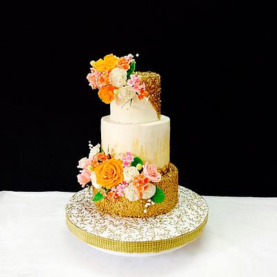 Gold wedding cake  - Cake by The Masterpiece Cakery