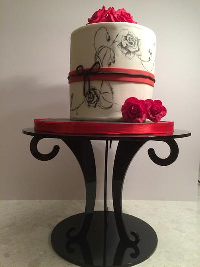 Red on black - Cake by Elaine - Ginger Cat Cakery 