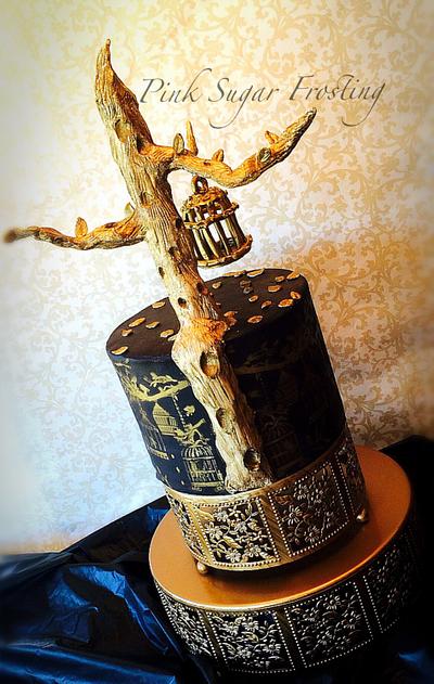 Gold Bird Cage Cake  - Cake by pink sugar frosting