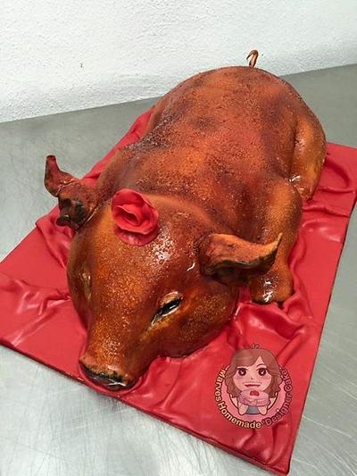 Roast Suckling Pig Fondant Cake - Cake by MarvesCakery