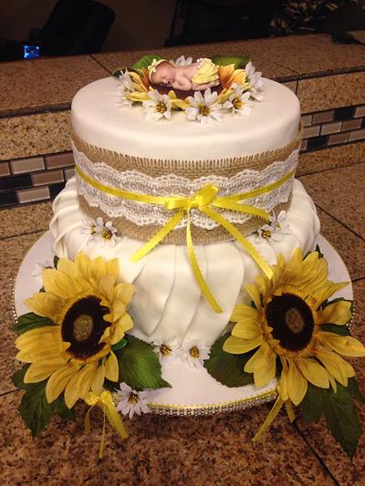 Sunflower Baby Shower - Cake by missjennyscakes