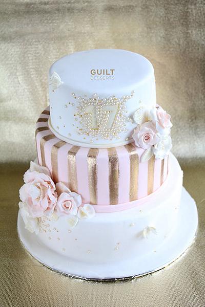 Pink, White and Gold - Cake by Guilt Desserts