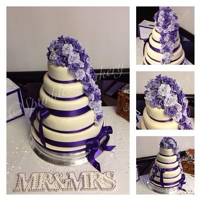 5 tier stacked wedding cake - Cake by Karen