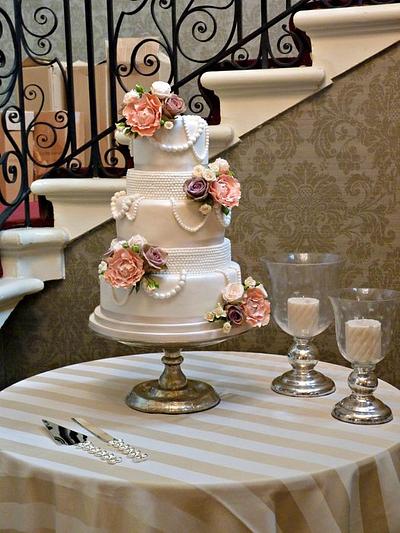 Peonies and Pearls -Carla - Cake by Melissa Woodland Cakes