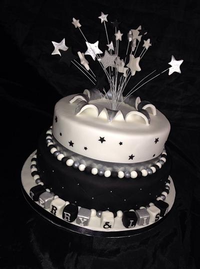 Monochrome Two Tier - Cake by Caron Eveleigh