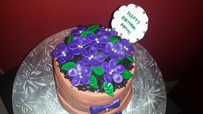 Mom's Violet Ceramic Pot Birthday Cake - Cake by Chantal 