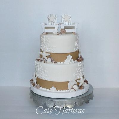 Burlap and Pearl Beach Wedding Cake - Cake by Donna Tokazowski- Cake Hatteras, Martinsburg WV