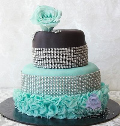 Tiffany Blue, Black, and bling! - Cake by Sonia Huebert