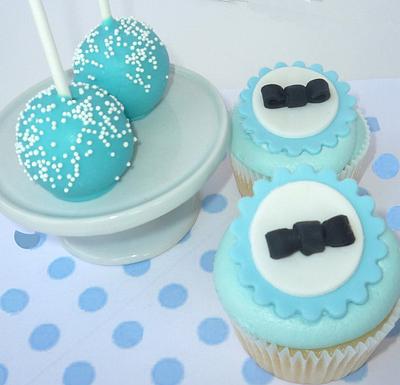 Bow tie themed cup cakes and cake pops - Cake by Cakery Creation Liz Huber