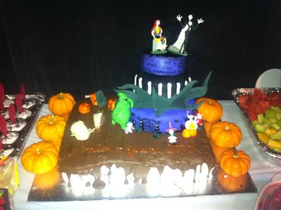 Nightmare Before Christmas Jack & Sally (Jill) Cake - Cake by hookah