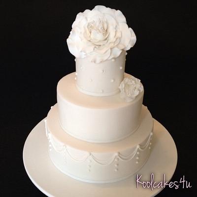 3 tier white wedding cake  - Cake by Jen C