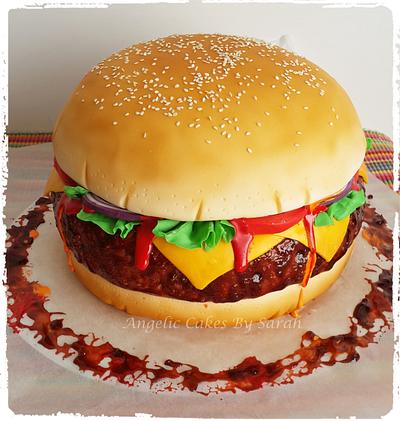 Hubbys doule thick buger patty cake - Cake by Angelic Cakes By Sarah