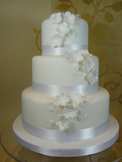 White Blossom Wedding Cake - Cake by CodsallCupcakes