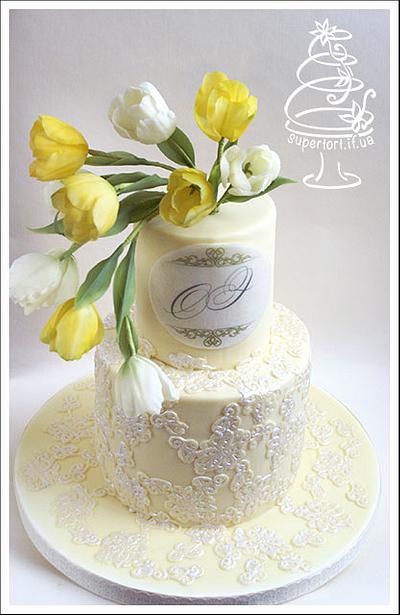 Yellow Tulips Wedding Cake - Cake by Uliana Kotsaba