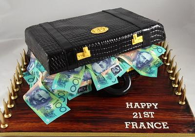 Crocodile Skin Briefcase stuffed with Money Cake - Cake by Lisa-Jane Fudge