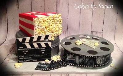 Movie reel and popcorn - Cake by Skmaestas