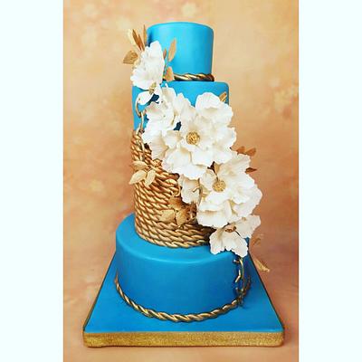 Blue and gold - Cake by azhaar